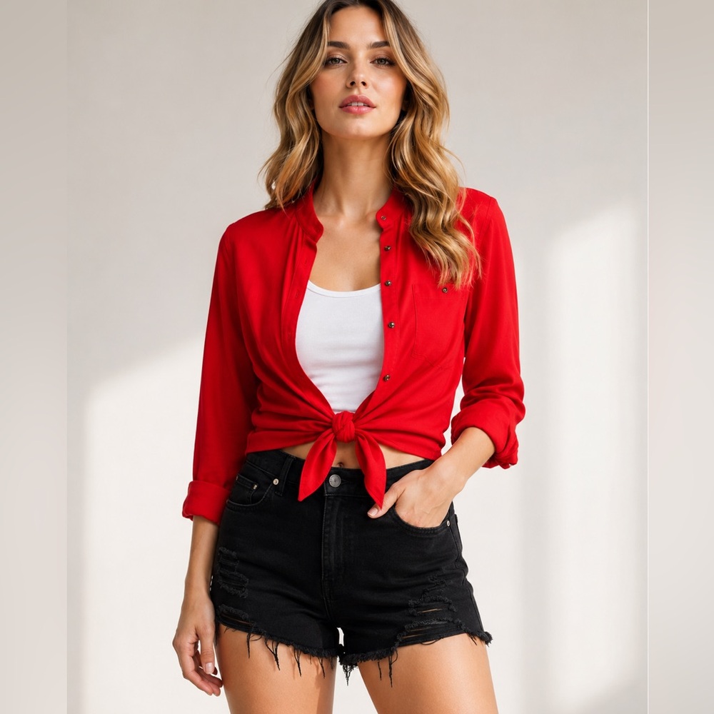 🛑 6/$25 F21 button up top size medium